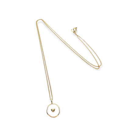 necklace steel with bronze element white gold heart